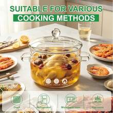 Glass Cooking Pot With Lid, Heat-Resistant Stew Pot For Stove, Suitable For Spices, Sauces, Cooking, Soup, Milk, Tea (1300ml, 1500ml, 2000ml) - View 3
