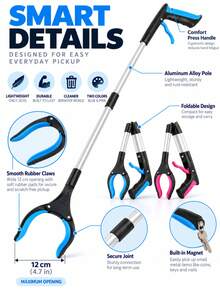 1pc Long Handle Trash Picker Grabber Tool, Sanitary Litter Picker, Sanitation Clamp For Toilet, Outdoor Garbage Pickup, Household Use - Multicolor - View 6