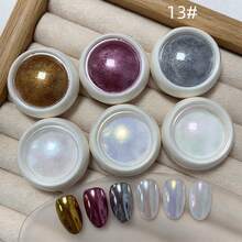 6件組 Y2K 魔鏡美甲粉，魔鏡效果 白色/金色/銀色，適用於美甲裝飾，美甲用品 - 彩色 - 查看 24