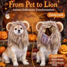 Halloween Lion Mane Hat For Cats And Dogs, Adjustable Pet Costume Hat With Lion Mane, Cute Halloween Pet Accessory For Autumn Winter, Fits Small And Medium Pets, Pet Supplies - Multicolor - View 6