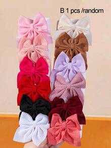 10/1pc Girls Multicolor Bow Hair Clips Waffle Pattern Fabric Swallowtail Alligator Hair Clips Hair Clips For Back Of Head Daily Use - Multicolor - View 11