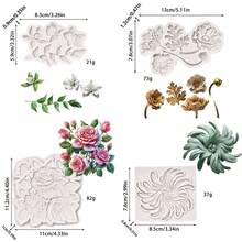 Leaf & Flower, Floral, Rose Silicone Mold - Resin Mold - Home Decor DIY Tool - Jewelry Casting Clay Resin Plaster Mold 1pc - Light Grey - View 2