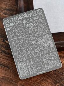14.5*9.5 Cm Cartoon Cat Nail Stamping Steel Plates Cute Cat Design Multi Pattern Printing Plates Nail Art Plates DIY Printing Tools - Silver - View 2