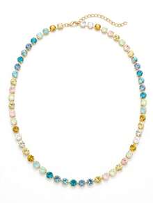 1pc Colorful Macaron Layered Long Necklace, Gold Candy Rainbow Chain & Pendant, Y2K Dopamine Bohemian Style Women's Vacation Party - Macaron Necklace - View 5