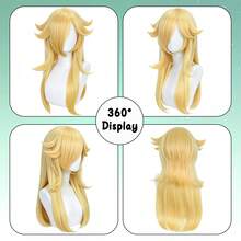 Long Light Golden Pre-Styled Layered Anime Cosplay Wig With Bangs For Women, Outward Flip Strands Heat Resistant Synthetic Full Wig For Halloween Party Princess Dress Up Comic Con Game Costume - Multicolor - View 9