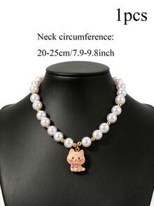 1 Adorable Faux Pearl Kitten Pendant Collar-Pet Necklace, Perfect For Everyday Wear For Kittens Cat Accessories - Multicolor - View 6