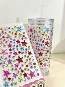 1pc Girl Style Creative 3D Acrylic Laser Decorative Sticker, Colorful Butterfly Star Crescent Moon Multi-Color Rhinestone Multi-Style Rhinestone Sticker, 3D Self-Adhesive Rhinestone Sticker With Tweezers, Suitable For Phone, Camera, Earphone, Gift Box, Greeting Card, Photo Album, Gift Decoration And More - one-size - View 6
