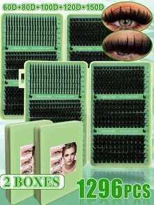 Multi-Box Large Capacity Eyelash Book, DD Curl Cluster False Eyelashes, Reusable Large Size And Affordable, New DIY False Eyelashes, Soft And Fluffy, 3D False Eyelashes, Suitable For Makeup, Eyelash Extensions, Short Eyelashes, Black DIY Eyelashes Suitable For Home Use DIY Eyelash Extension Kit. - DD - View 3