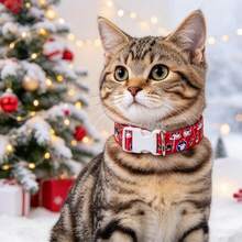 1pc Holiday Red Christmas Dog Collar With Santa, Reindeer And Snowman Design, Soft Adjustable Collar With Quick-Release Safety Buckle, Suitable For Small To Large Dogs, Perfect Gift For Pets During Holiday Season - Red - View 5