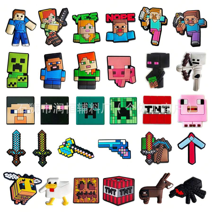 Hasbro Minecraft Shoe Charms Cartoon PVC Soft Rubber Shoe Buckles DIY Accessories For Clogs And Shoes - Multiple Styles - View 1