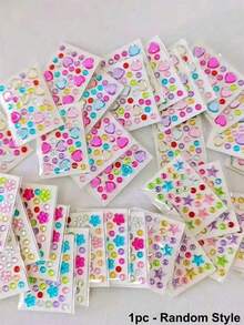 1pc 3D Rainbow Rhinestone Face Sticker, 1pc Acrylic Shiny Heart Sticker, Self-Adhesive Rhinestone Design, Suitable For Makeup And Clothing, Colorful Rhinestone Face Stickers, Perfect For Valentine's Day, Holidays, Parties And Events - Multicolor - View 12