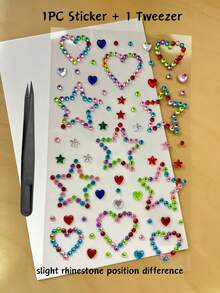 1 buah Set Stiker Dekoratif Hati Warna-warni dengan Rhinestone, Stiker Dekoratif Akrilik Mengkilap 3D, Stiker Rhinestone Hati & Bintang Berongga Perekat Sendiri dengan Pinset, Cocok untuk Casing Ponsel, Kamera, Earphone, Kotak Hadiah, Kartu Ucapan, Perhiasan, Dekorasi Pesta - Satu-Ukuran - View 18