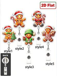 2D Flat Acrylic Christmas Nutcracker Shaped ID Badge Holder - Retractable Badge Clip, Suitable For Medical Students And Nurses; Made Of PMMA Material, Suitable For Workplace Identification; Fun Design, Essential Accessory For Nurses, Christmas Gift, Teacher Gift - Multicolor - View 8