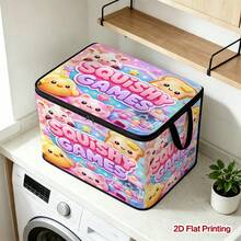 1PC Squishy Games Pattern Under-Bed Storage Box With Zipper Flip Cover, Foldable Organizer - Suitable For Book Organization, Under-Bed Storage, Car Trunk Storage, Cosmetics, Hair Styling Tools, Toy Storage, Student Back-To-School Storage, Office, Home Organization, Clothing, Blankets, Large Capacity Storage For Daily Items - A - View 11