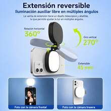 KLACK Magnetisk selfie-spegel med LED-ljus, 360° rotation och USB-C - A - Visa 4