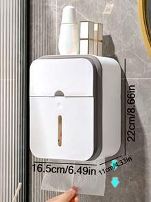 1pc/2pcs/3pcs Mixed Set (Tissue Box Main Product + Transparent Sticker Accessories) Large Capacity Wall-Mounted Drill-Free Tissue Box, Waterproof Drawer Storage Box, Suitable For Toilet Paper, Ideal Bathroom Decor Choice, Toilet Paper Holder, Bathroom Accessories, Toilet Paper Rack, Bathroom Shelf, Tissue Box, Bathroom Decoration - Multicolor Random - View 5
