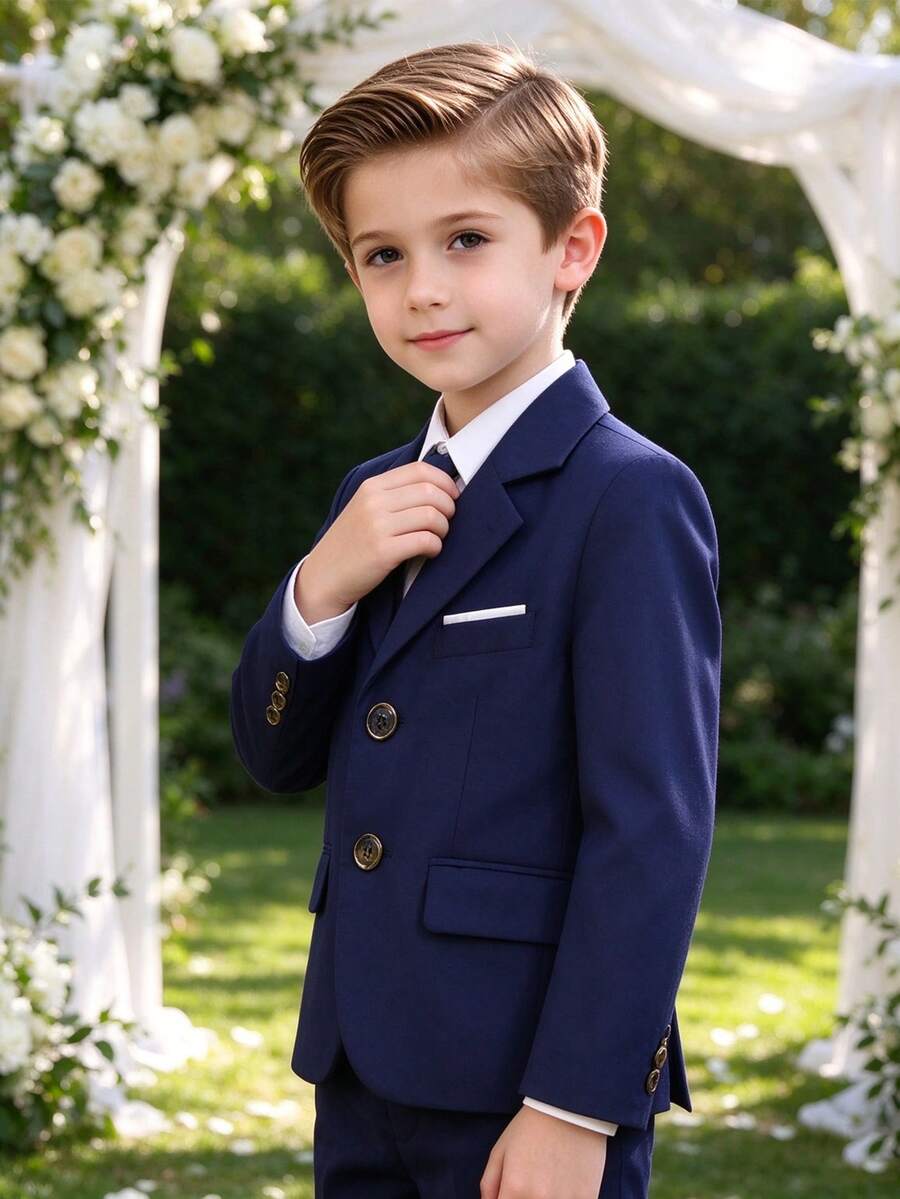 Young Boys 1 Piece Gentleman Formal Jacket, Exquisite High-End Suit Jacket, Suitable For Birthday, Christmas, Wedding - Navy Blue - View 1