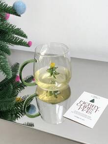 1pc Christmas Tree Glass Coffee Cup, 3D Christmas Tree Cup, Exquisite, Suitable For Home Decor Drinkware, Coffee Shop Latte Art Cup, Christmas Party Gathering Drinkware, Gift - Multicolor - View 5