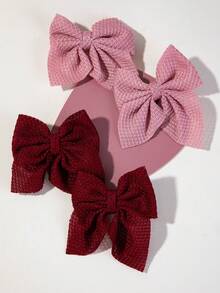 10/1pc Girls Multicolor Bow Hair Clips Waffle Pattern Fabric Swallowtail Alligator Hair Clips Hair Clips For Back Of Head Daily Use - Multicolor - View 6