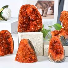 Batu Kristal Geode Oranye/Hijau/Amethyst Langka - Gugusan Batu Kuarsa - Ornamen Batu Kristal Mineral - Untuk Dekorasi Kantor dan Hadiah - Kristal Mineral - Jeruk - View 16