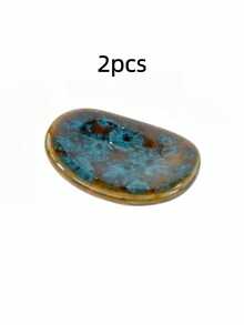 Pebble Shaped Kiln Change Glaze Ceramic Chopstick Rest, Multicolor Stone Look Utensil Holder, Tabletop Decor Spoon Fork Rest For Home Kitchen Dining Table Decoration - Multicolor - View 26
