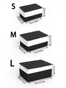 3pcs/Set (S+M+L)/1pc Bohemian Style Handmade Woven Storage Basket With Lid, Inner Storage Tray, Suitable For Cosmetics, Keys, Snacks. Rustic Home Decor Storage Bucket, Suitable For Bathroom, Bedroom, Kitchen, Living Room, Desk, Lightweight And Durable, Suitable For Gifts And Daily Use - Black - View 10