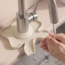 1pc-Faucet Drip Tray, Silicone Splash Guard, Kitchen Countertop Non-Slip Quick-Drying Mat, Sink Protector, Bathroom Laundry Room Universal, Cat/Bow/Shell Beige Optional, Non-Slip Quick-Drying Sink Protector, Tools & Home Improvement Kitchen & Bathroom, Kitchen Facilities, Kitchen Sink Accessories, Prevent Water Accumulation & Backflow, Faucet Base Not Soaked - Multicolor - View 2