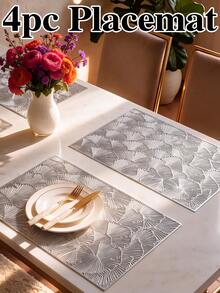 8pcs, Gold Rectangular Hollow PVC Placemats, Washable Table Decor Mats, Non-Slip Odorless Tableware Mats, Breathable Heat Dissipation Western Style Mats, Suitable For Restaurants, Cafes, Homestays, Applicable For Festivals, Parties, Gatherings, Birthdays, Weddings, Dinner Parties. - Multicolor - View 9