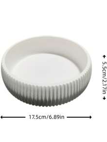 6.89in Large Diameter Vertical Striped Round Basin, Minimalist White Resin Storage Tray, Living Room Decor Ornament, Organizer Dish - Disc - View 5