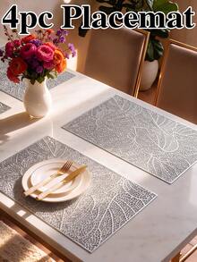 8pcs, Gold Rectangular Hollow PVC Placemats, Washable Table Decor Mats, Non-Slip Odorless Tableware Mats, Breathable Heat-Dissipating Western Dining Mats, Suitable For Restaurants, Cafes, Homestays, Fit For Festivals, Parties, Gatherings, Birthdays, Weddings, Dinner Parties. - Multicolor - View 10
