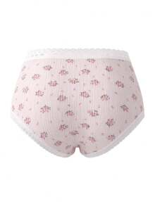 10pcs Sweet Girl Triangle Panties, Pastoral Floral Pattern, Lace Trim Bow Decor, Daily Underwear For Young Girl, Suitable For Girls 13+ - Multicolor - View 2