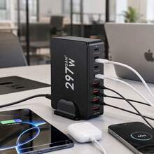 Klack 297W 8-In-1 GaN Charging Station, 4 USB-C And 4 USB-A - EU F Type Plug(220-240V) - View 4