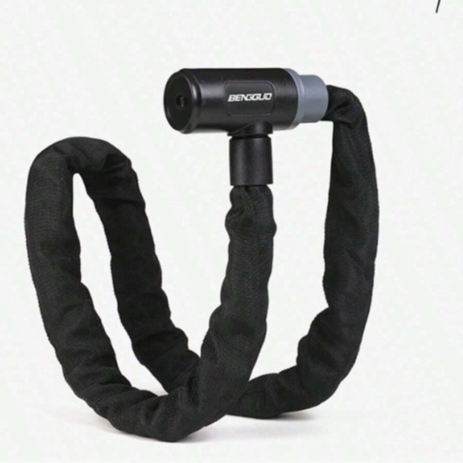 1pc Thick Anti-Theft Bicycle Chain Lock, Nylon Fabric Covered, Zinc Alloy Lock Core, With 2 Keys - Multicolor - View 1