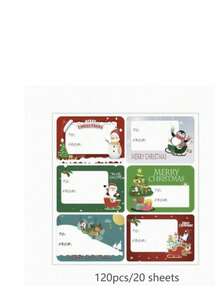 240pcs Christmas Gift Labels - Self-Adhesive Holiday Labels With Santa Claus, Reindeer, Snowman And Holiday Patterns, Red And White Paper Labels, Suitable For Christmas Gifts, Christmas Gift Labels (60/120/240pcs) - Multicolor - View 10