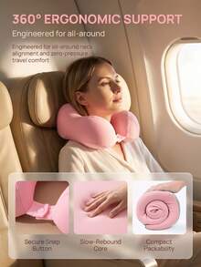 1pc Ergonomic Travel U-Shaped Neck Pillow With Portable Storage Box, Neck Support Sleep Pillow, Suitable For Airplane, Train Travel And Office Nap - Multicolor - View 8