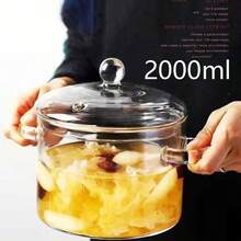 Glass Cooking Pot With Lid, Heat-Resistant Stew Pot For Stove, Suitable For Spices, Sauces, Cooking, Soup, Milk, Tea (1300ml, 1500ml, 2000ml) - View 12
