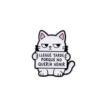 Funny Spanish Quote Cat Enamel Pin, Grumpy White Cartoon Cat Brooch, Cute Badge For Backpack Hat Clothing Decor, Lovely Gift For Man Women - Black and White - View 14