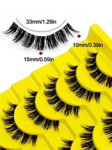 Sibeuna 10 Pairs D Curl Fluffy Eyelashes Clear Band Natural Soft Lashes Cross & Wispy Cat Eye Lashes Faux Mink Full Strip Eyelashes Russian Volume Lashes Reusable Party,Vocation,Beach,Travel Essentials - Black - View 5