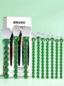 YZIMENG 10pcs Crystal Handle Makeup Brush Set, Soft Synthetic Bristles Powder Blush Eyeshadow Brushes, Soft And Delicate Bristles, Skin-Friendly And Non-Irritating, Moderate Powder Pickup, Natural Blending, Suitable For Makeup Beginners, Highly Attractive INS Style, Professional Full Face And Eye Makeup Tools With Gift Box - Multicolor - View 8