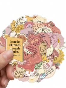 50Pcs Bible Verse Stickers, Inspirational Christian Scripture Decals, Faith Quote Stickers For Journal & Scrapbook - one-size - View 3