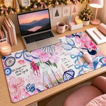 1 buah Alas Meja Coquette Collage, Alas Meja Motif Patchwork Retro Bunga Pita Merah Muda Lucu, Pelindung Meja Besar Anti Selip untuk Dekorasi Kantor Rumah - View 17