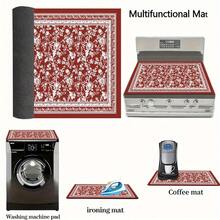 (Hot !!) 1pc 2D Printed Flat Stove Protector Mat, Rubber Anti-Slip Heat-Resistant Stove Cover Pad, Suitable For Induction Cooktop, Glass Cooktop, Multi-Functional Scratch-Resistant Mat, Best Choice For Oven, Washing Machine, Dryer, Kitchen Decor - Multicolor - View 10
