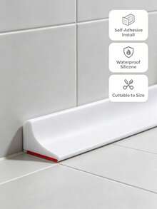 1pc Silicone Bathroom Waterproof Water Barrier Strip, Shower Water Dam, Floor Mat, Sink Countertop Dry/Wet Separation, Easy Installation, Essential Accessory - multicolor - View 2
