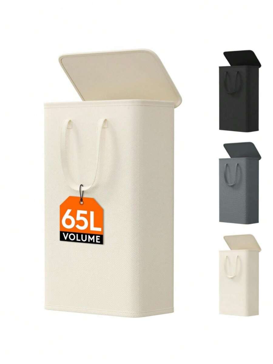 1個 65L/80L/100L 長方形可折疊式洗衣籃,陽離子布料純色髒衣籃,浴室臥室衣物收納籃,大型家用布料收納籃,櫥櫃收納籃 - 簡約優雅,現代收納整理器,裝飾美學空間 - 彩色 - 查看 1