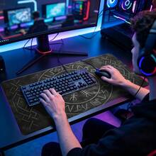 Viking Rune Mouse Pad Norse Desk Mat Extended XL MousePad Office Desk Accessories, Non-Slip Stitched Edge Computer Mat For Desk 35.4x15.7 Inches Rubber Base Laptop Keyboard Pad For Home Office & Gamers Durable And Spill-Resistant - View 3