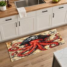 1pc Pirate Octopus Illustration Diatom Mud Absorbent Drying Mat, Kitchen Countertop Draining Mat, Coffee Machine Mat, Dish Drying Mat, Dining Table Breakfast Mat, Non-Slip Heat-Resistant Easy To Clean Hidden Water Stains, Suitable For Kitchen, Dining Table, Coffee Shop, Bar, Home Decor, Holiday Gift - Multicolor - View 12