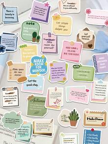 50pcs Encouragement Message Text Stickers For Decorating Planner, Diary, Notebook, Envelope, Greeting Card, Luggage, Phone Case, Skateboard, Tablet, Guitar, Sealing, Party Gift - Multicolor - View 5