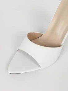 Women's White Pointed Toe Open Toe Casual Fashion Daily Commute Elegant Slip-On Stiletto High Heels - White - View 3