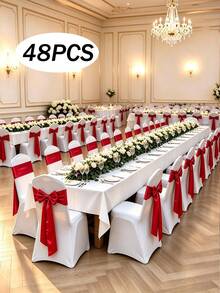 14色緞面椅帶 15x260cm 優雅蝴蝶結椅緞帶，適用於婚禮宴會派對活動接待酒店椅套裝飾 - 紅色 - 查看 13