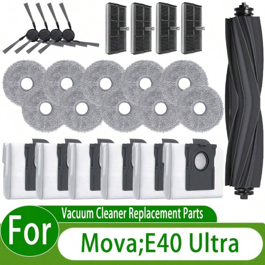 25pcs Accessories For Mova E40 Ultra Robot Vacuum Cleaner, Durable Multi‑Part Replacement Accessory Set, Indoor Robotic Sweeper Daily Consumable Supplies Equipped With Main Brush, Side Brushes, Filters, Mop Pads, Dust Bags - View 1